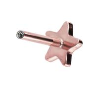 PIERCINGLINE Piercing labret en titane avec filetage intérieur sans boule étoile couleur or rose Longueur de la tige : 10 mm | Épaisseur de la tige : 1 mm