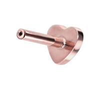 PIERCINGLINE Piercing labret en titane avec Push Fit sans boule, cœur couleur or rose, longueur de la tige : 9 mm, épaisseur de la tige : 1,2 mm