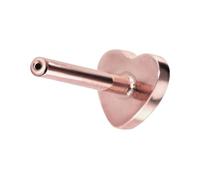 PIERCINGLINE Piercing labret en titane avec Push Fit sans boule, cœur couleur or rose, longueur de la tige : 10 mm, épaisseur de la tige : 1 mm