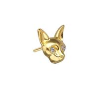 PIERCINGLINE Piercing Push Fit en titane avec épingle à pousser, motif chat, noir, doré, nicht zutreffend, Titane, Cristal