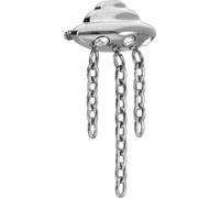 PIERCINGLINE Piercing universel en titane avec filetage extérieur UFO + chaînes + cristaux - Or rose, noir, doré, argenté