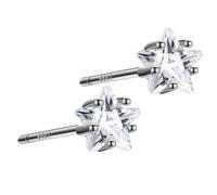 Piercings Fournitures Perceuse Bijoux Sterling Silver Birthstone Bezel Set Screw Back Earrings Sweet Shaped Cubic Zirconia Earrings For Girls Colorful Nettoyeur Pince Moules Fabrication (G, One Size)