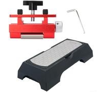 Pierre à aiguiser à deux grains 400 et 1000 avec gabarit de guidage d'angle robuste pour contrôler le mouvement de la lame lors de l'affûtage des ciseaux et des rabots (B)