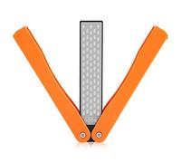 Pierre a Aiguiser Diamant, Pierre à aiguiser diamantée de Poche Pliable Grain 400/600, pierres à aiguisers pierres pliante double face affûteuse de couteaux de cuisine pour Camping(Orange)