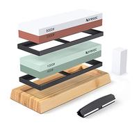 Pierre à Aiguiser pour Couteaux, Aoresac Ensemble Aiguiseur de Couteau400/1000 3000/8000 Pierres à Aiguiser Double Face avec base Antidérapante en Bambou Pierre à Aiguiser Fixe