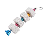 Pierre à Aiguiser pour Perroquets, Hamsters, Pierre Minérale Naturelle, Nettoyage des Dents, Jouet Cloche, 1 Corde, Adaptée aux Animaux à Mâcher