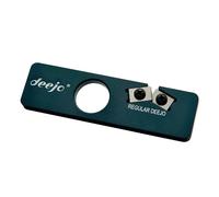 Deejo - Affûteur de Couteaux de Poche - Lames Double Face en Carbure de Tungstène, Aiguiseur en Aluminium - Conserve les Tatouages de vos Couteaux - 9 x 2,5 cm