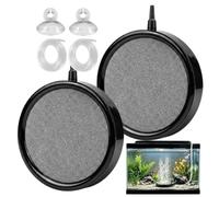Pierre à Bulles d'aquarium Lot de 2 disques diffuseurs d'aération avec | pierre à bulles d'aquarium pour système de circulation immergé dans l'eau de bassin, sous l'eau