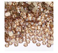 Pierre à Coudre Strass Strass en verre à dos plat SS3-SS60, cristaux dorés, pierres à fond doré, pierres précieuses for ongles, bricolage(SS50-144Pcs)