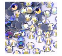 Pierre à Coudre Strass Strass thermocollants multicolores AB SS6-SS30, super paillettes, à repasser, for nail art, tissu et vêtement(Sky purple,SS12-1440Pcs)