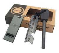Pierre à Feu Allume Feu en Silex Magnésium Briquet Kit 7 en 1 avec Manche en Bois Fabriqué à La Main épais De 5/16"" 10 000 Gerbes