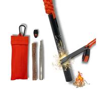 Pierre à feu XXL, Allume gaz survie, Kit camping ideal pour la chasse, Sifflet d’urgence, Etui de rangement, Bâtonnet resineux, Résistant aux intempéries, Outil multifonction, briquet, barbecue,bois