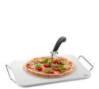 Pierre à pizza en céramique support avec couteau et pelle à pizza Gefu