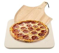 Pierre à pizza Hans Grill pour four et barbecue avec pelleà pizza enbois| Boisvéritablesolideet épais, rectangle, facile à manier| Cuisez, grilleztartes, pâtisseries, biscuits, pain, chaussons