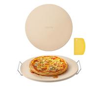Pierre à Pizza Ronde en Cordiérite-VEVOR-40,6 cm-avec Support Durable et Grattoir PP-Épaisseur 1,7 cm