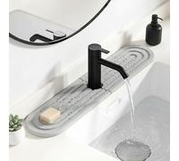 Pierre absorbante pour évier, tapis d'égouttement en pierre, tapis de séchage en pierre à séchage rapide, plateau d'évier pour cuisine et salle de bain (elliptique, gris clair, 45 x 10 cm)