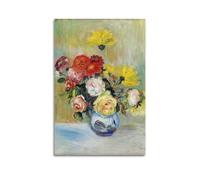 Pierre-Auguste Renoir Poster Impression sur toile Motif vase rose et dahlia 60 x 90 cm