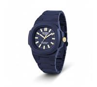 Pierre Bonnet 9276 Montre unisexe en polycarbonate - Style moderne design emblématique, mouvement à quartz, déployant, résistante à l'eau, colorée, décontractée, sportive, Bleu/or, Moderne