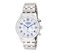 Pierre Bonnet Chronographe homme 40 mm - 7261 - Mouvement Miyota OS20, cadran 3 compteurs, verre minéral, résistant à l'eau 5 ATM - Montre élégante - Assistance Milano, Blanc, Classique