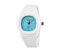 Pierre Bonnet Montre 9276 unisexe en polycarbonate - Style moderne design iconique mouvement à quartz, déployant, résistant à l'eau coloré décontracté sportif, Blanc et bleu., Moderne