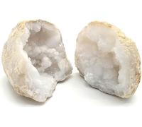 Pierre brute naturelle en minéraux pour la cristallothérapie, méditation avec cristaux (GÉODE QUARTZ BLANC CALCITE BLANCHE 8-10 CM ENTIÈRE)