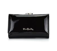 Pierre Cardin 05 Line 108, Portefeuille Femme, Cuir Naturel, 18 Fentes pour Cartes, Poches Monnaie et Billets, 8x14x3 cm, Noir