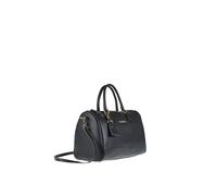 Pierre Cardin 1681 Sac coffre pour femme en cuir véritable fabriqué en Italie 30 x 21 x 13 cm, Noir