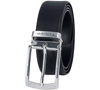 Pierre Cardin Ceinture Homme en Cuir de Vachette, 35 mm Large et 3,8 mm Fort, Ajustable, Classique, Noir, Taille 115