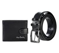 PIERRE CARDIN Ensemble cadeau pour homme, parure cadeau, ensemble ceinture et portefeuille en cuir véritable, portefeuille garçon, slim