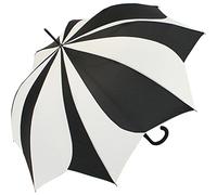 Pierre Cardin - Grand parapluie canne pour femmes - Solide - Avec système automatique - Motif : tournesol, Noir et blanc., 105 cm