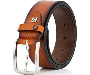 Pierre Cardin leather belt men, jeans belt men 40 mm wide, belt men full cowhide leather cognac, Farbe/Color:marron, Size US/EU:Bundweite 85 cm Gesamtlänge 100 cm W 33.5 M