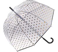 Pierre Cardin Parapluie Transparent Automatique à Pois Métallisés - Transparent/Doré, 89 cm