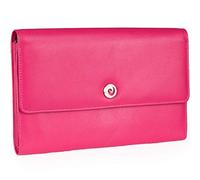 Pierre Cardin Portefeuille de voyage pour femme en cuir véritable à 4 soufflets - Plusieurs emplacements pour cartes Nappa doux, lisse, durable et infroissable, rose, M