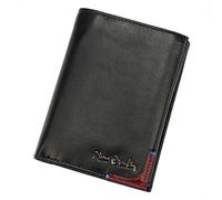 Pierre Cardin Portefeuille élégant pour Homme 100% Cuir Naturel 9,5 x 13 x 3 cm Peut contenir jusqu'à 8 Cartes 2 Compartiments à Billets 1 Poche à Monnaie Fermeture à glissière Noir et Rouge