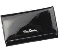 Pierre Cardin Portefeuille Femme 100% Cuir Naturel Grande Poche à Monnaie avec Fermeture Poche à Carte Confortable Fonctionnel Elégant Moderne Couleur Noire