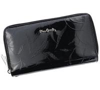 Pierre Cardin Portefeuille Femme en Cuir Véritable - Élégant et Spacieux - Noir Feuilles - 20 x 11 x 4 cm
