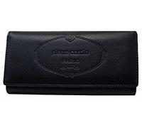 PIERRE CARDIN Portefeuille femme, grand, spacieux, simili cuir, porte-monnaie, cuir synthétique, porte-billets, portefeuille fille, Noir - 2, L, Classique