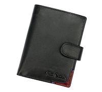 Pierre Cardin Portefeuille pour Homme en Cuir 100% Naturel Peut contenir jusqu'à 11 Cartes 2 Compartiments pour l'argent et la Monnaie Noir et Rouge