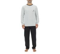 Pierre Cardin Underwear Pyjama Homme Long Coton, Vêtements de Nuit Homme, Ensemble T-Shirt et Pantalon, Taille M - Gris Chiné/Noir