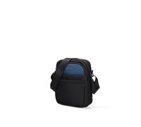 Pierre Cardin Sac à bandoulière pour homme Cuir végétalien Produit végétalien 18x25x6 cm 2061-ALAN09, Noir et bleu, Taille unique