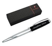 Pierre Cardin Stylo à bille rotatif Christophe chromé noir avec gravure laser gravée pour anniversaire
