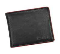 Pierre Cardin Tumble 324 Portefeuille Homme Classique Cuir Véritable Grainé Compartiment pour Billets 6 Emplacements pour Cartes Poche à Monnaie 12,5 x 9,5 x 2 cm Horizontal Noir et Rouge Bordure
