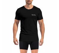 pierre cardin underwear T-Shirt Homme Coton, Tee Shirt Signature, Col Rond avec Broderie, Noir L
