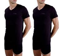 pierre cardin underwear T-Shirt Homme Coton, Tee Shirt Signature, Col v avec Broderie, Noir (Lot de 2) XL