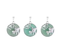 Pierre Collier-Mignon Animal Éléphant Pendentif Pierre Naturelle Rond Jaune Jade Cristal Charme Pendentifs pour Faire Collier DIY Bijoux Accessoires-1PC Couleur Livraison Aléatoire,Aventurine,Tai