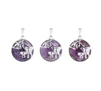 Pierre Collier-Mignon Animal Éléphant Pendentif Pierre Naturelle Ronde Jaune Jade Cristal Charme Pendentifs pour Faire Collier DIY Bijoux Accessoires-1PC Couleur Livraison Aléatoire,Améthyste,Ta