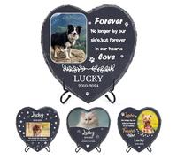Pierre commémorative Personnalisée pour Animaux de Compagnie avec Photo Nom, Cadeaux de Condoléances Personnalisés pour la perte d'un chien ou d'un chat Pierres Tombales pour décoration de Cimetière