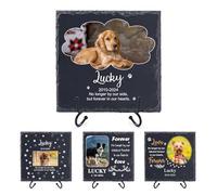 Pierre commémorative Personnalisée pour Animaux de Compagnie avec Photo Nom, Cadeaux de Condoléances Personnalisés pour la perte d'un chien ou d'un chat Pierres Tombales pour décoration de Cimetière