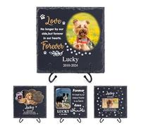 Pierre commémorative Personnalisée pour Animaux de Compagnie avec Photo Nom, Cadeaux de Condoléances Personnalisés pour la perte d'un chien ou d'un chat Pierres Tombales pour décoration de Cimetière
