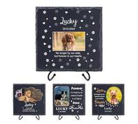 Pierre commémorative Personnalisée pour Animaux de Compagnie avec Photo Nom, Cadeaux de Condoléances Personnalisés pour la perte d'un chien ou d'un chat Pierres Tombales pour décoration de Cimetière